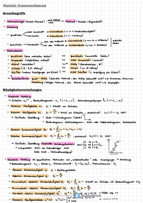 Perfekte Zusammenfassung Statistik Statistik Zusammenfassung