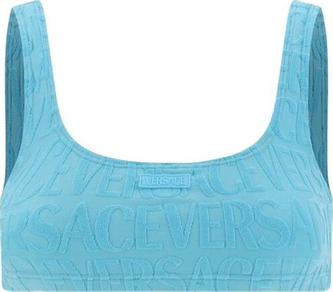 Versace X Dua Lipa Logo Patch Bikini Top ShopStyle Two Piece Swimsuits