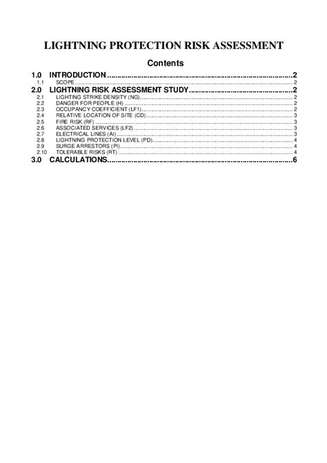 Pdf Lightning Protection Risk Assessment Contents