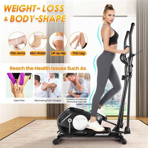 Elliptical Machine 8 Levels Elliptical Trainers with Heart Rate Sensor