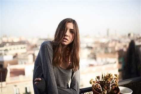 Brunette With Crossed Arms Looking At Camera By Stocksy Contributor Guille Faingold Stocksy