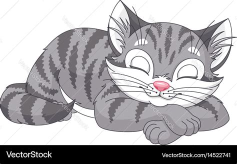 Gray Cat Sleeps Royalty Free Vector Image Vectorstock