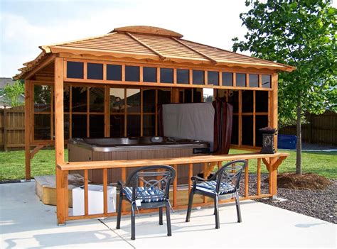 Hot Tub Enclosure Kits: Hot Tub Pavilion Kit Made of Redwood