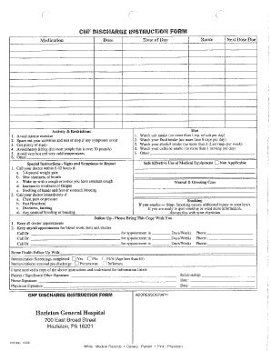 Fillable Online Queri Research Va Discharge Instruction Form Hazleton