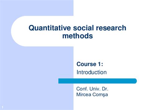 Pdf Quantitative Social Research Methods