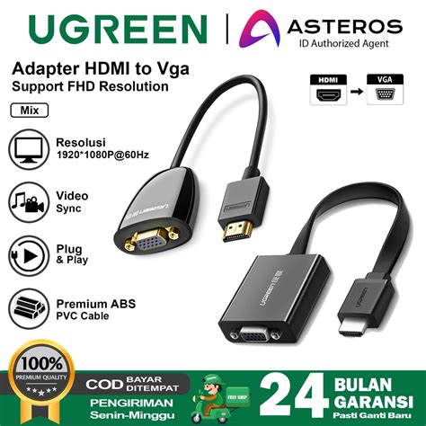 Jual UGREEN Kabel HDMI To VGA Converter Proyektor Up To 1080P 40253