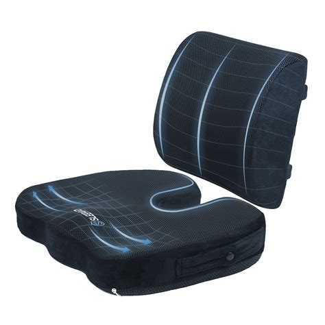 Sleepavo Memory Foam Seat Cushion And Lower Back Pain Relief And Back Chair Pad Lumbar Support