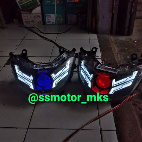 Jual HEADLAMP LAMPU DEPAN UTAMA CUSTOM LAZY BILED PROJECTOR PROJIE AES