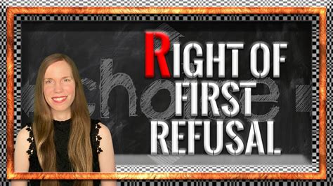 What Is The Right Of First Refusal 5 Things You Ought To Know YouTube