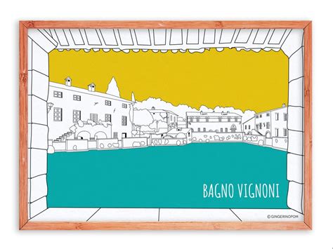 Bagno Vignoni Piazza Delle Sorgenti Tuscany Vintage Retro Travel Poster