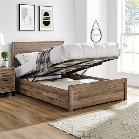 Rodley Wooden Oak Ottoman Bed Happy Beds