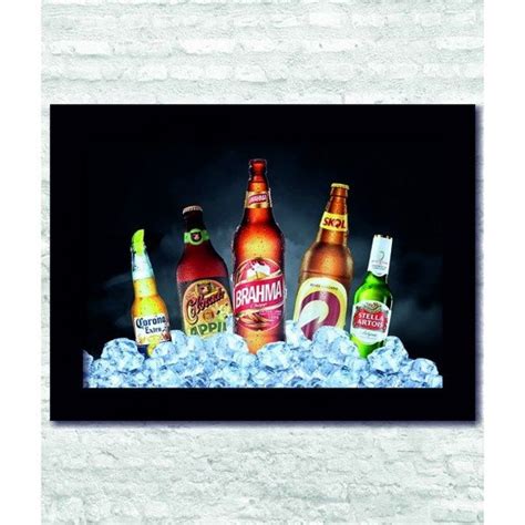 Quadro Decorativo Bar Boteco Garrafas De Cerveja C Moldura