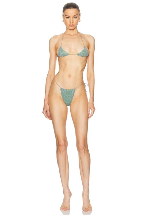 Oseree Lumiere Microkini Triangle Bikini Set In Aqua Fwrd