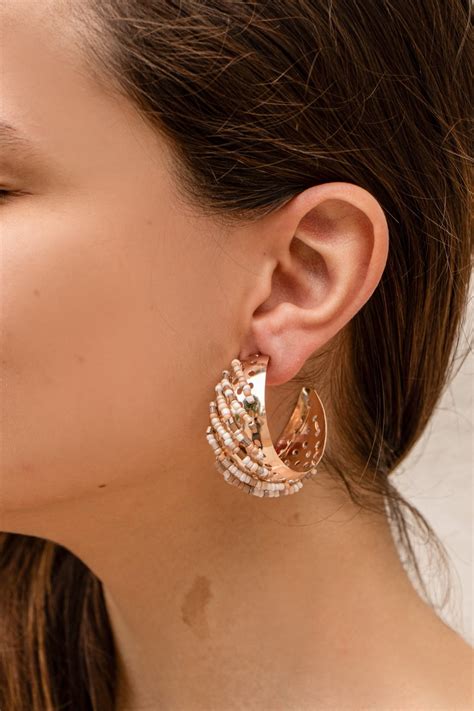 Brinco De Argola Vidrilhos Tons De Nude Folheado Em Ouro K Magrini Joias