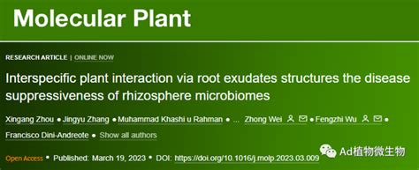 Molecular Plant 东北农大南京农大研究揭示根系分泌物塑造根际微生物组的病害抑制能力！ 知乎