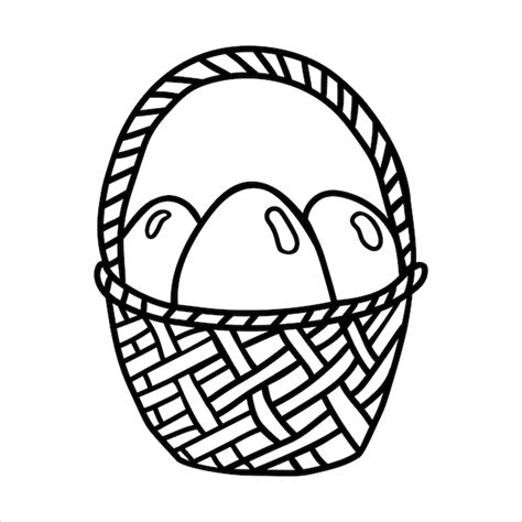 Premium Vector Easter Basket With Eggs Doodle Vector Illustration Isolated On White