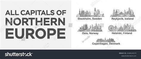 All Capitals Northern Europe Cities Linear Stock Vector (Royalty Free ...