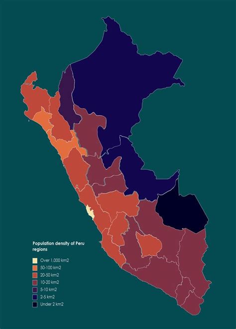 Population density of Peru regions | Region, Poster, Peru