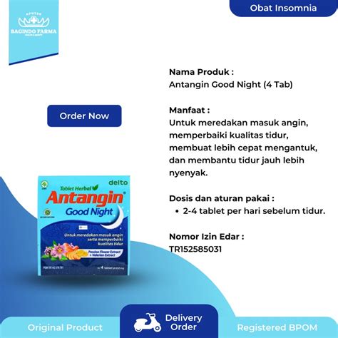 Jual Obat Tidur Herbal Antangin Good Night Tab Shopee Indonesia