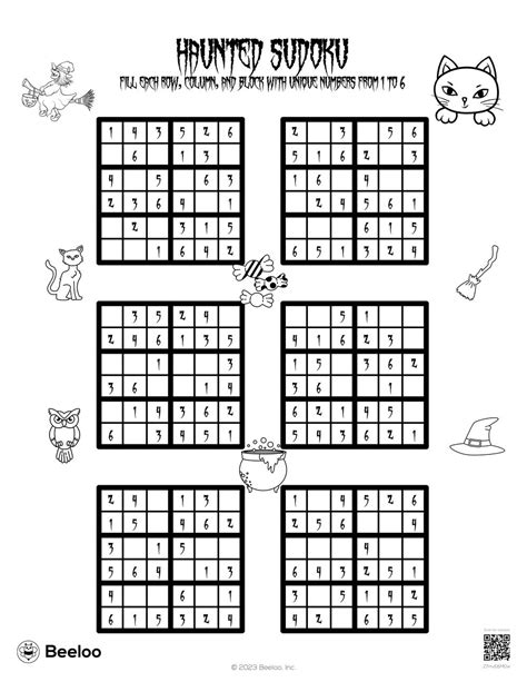 Halloween-themed Sudoku Puzzles • Beeloo Printables