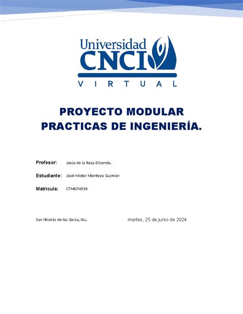 Practicas De Ingenieria Proyecto Modular PROYECTO MODULAR PRACTICAS