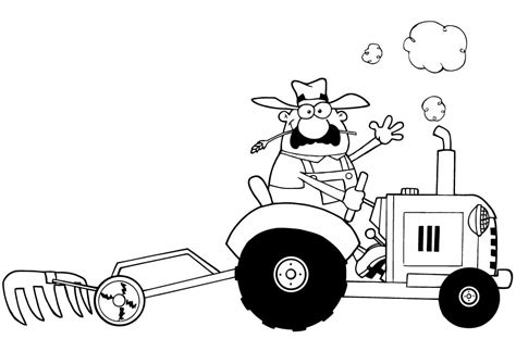 Farmer Driving Tractor Coloring Pages