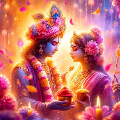 premium photo lord krishna  radha holi wallpaper