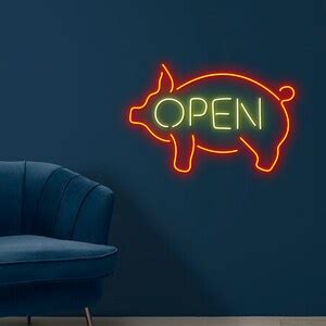 Butcher Shop Neon Led Sign, Pig Led Sign, Wall Decor, Custom Neon Sign ...