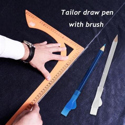 Fr 2pcs Water Erasable Tailor Chalk With Brush Fabric Pencil DIY Sewing