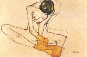 Egon Schiele S Sitting Female Nude With Yellow Blanket