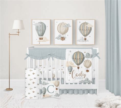 Hot Air Balloon Crib Bedding Set Boy Baby Boy Bedding Hot Air Balloon Nursery Decor Neutral