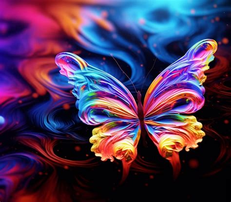 Premium Ai Image Brightly Colored Butterfly On A Black Background