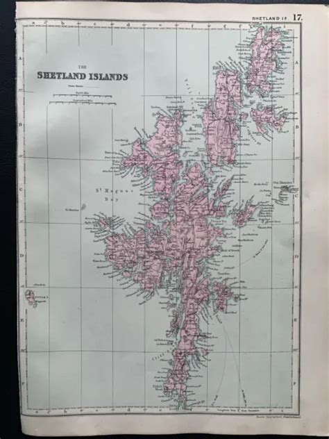 Shetland Islands Original Antique Hand Coloured Map By G W Bacon