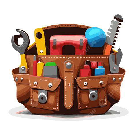 Tool Belt Vector Sticker Clipart Brown Tool Bag With Tools In It