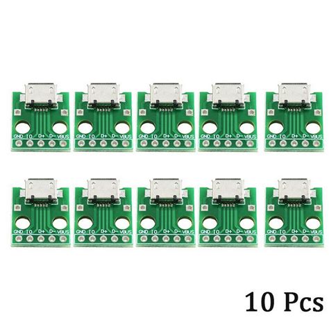 10 Pièces Micro Usb à Dip Adaptateur 5pin Connecteur Femelle B Type Pcb Convertisseur Platine De