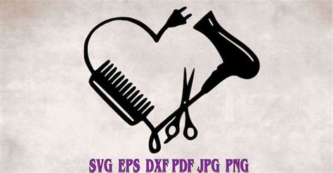 Hair Dresser Heart Made Of Tools Svg Eps Dxf Png Pdf  Cut Etsy