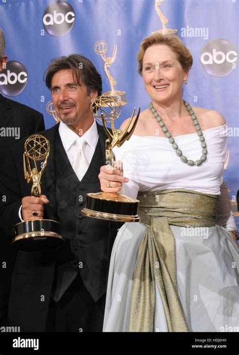 Actors Al Pacino, left, and Meryl Streep with their Emmys at the for the 56th Annual Emmy Awards ...