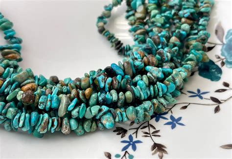 36 Inches Necklace 9 Mm Natural Turquoise Chips Genuine Natural Color