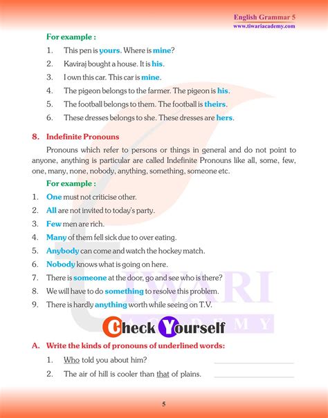 Class English Grammar Chapter Pronoun And Its Kinds