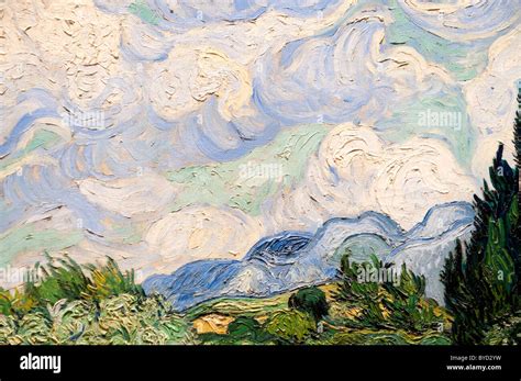 Detail Wheat Field With Cypresses By Vincent Van Gogh Stock