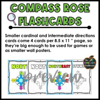 Compass Rose Worksheets Cardinal Intermediate Directions Posters