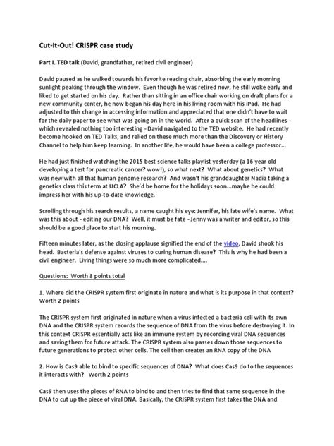 Finalized-Case Study CRISPR Cas Fall 2016 | PDF | Crispr | Dna 