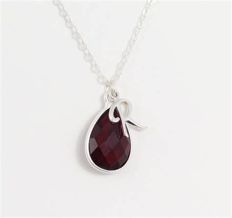 January Birthstone Necklace, Garnet Jewelry, Sterling Silver Mothers ...