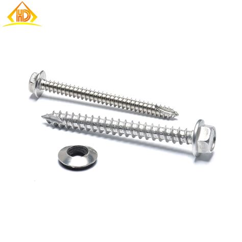 St4 8 25mm SS304 Cutting Point Hex Wafer Head Self Tapping Screws With