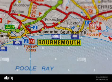 bournemouth  surrounding areas shown   road map  geography map