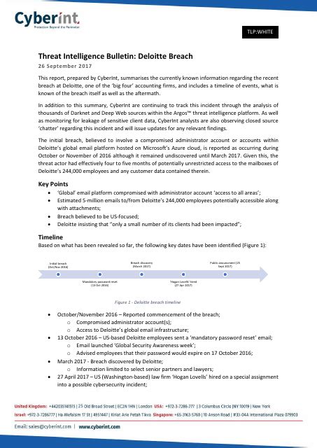 Threat Intelligence Bulletin Deloitte Breach Cyentia Cybersecurity