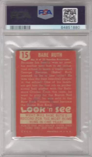 1952 TOPPS LOOK N See 15 Babe Ruth PSA 2 EUR 396 54 PicClick FR