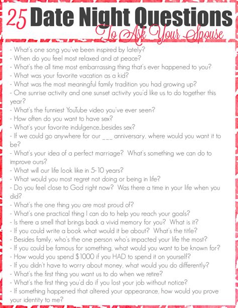 The Top 25 Date Night Questions Free Printable