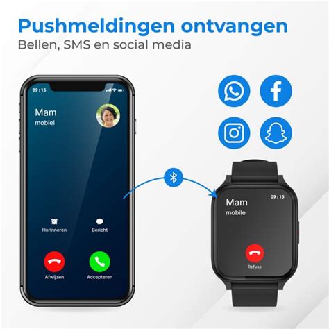 Nuvance Smartwatch Voor Dames En Heren Voor Android En Ios Touch Screen Ip67 Waterdicht