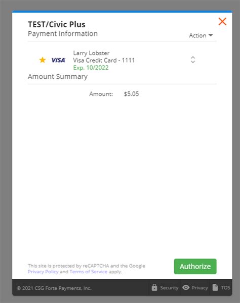 Csg Forte Payment Methods On File Civicplus Platform